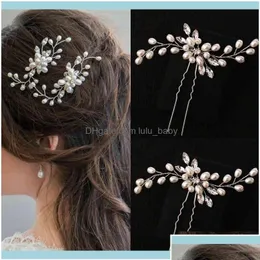 Headbands mücevherwomen inci pimleri klipsler gelin tiaras bantları nedime diamante saç asma barrettes mücevher 35cm başlık damla teslim dho9l