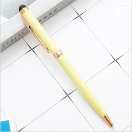 25st Black Ink Ball Point Pen 1mm Metal Material Transparent Ball Point Penns Kids School Office Writing Supplies