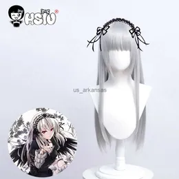 합성 가발 Suigintou Cosplay 가발 섬유 합성 가발 애니메이션 Rozen Maiden Cosplayhsiu Silver Long Hair Mercury Lampe Cosplay Wig + Wig Cap HKD230818