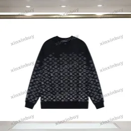 Xinxinbuy Männer Frauen Designer Sweatshirt Gradientenbrief Druck Sweater Gelb Schwarz Weiß XS-2XL