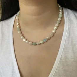 Łańcuchy ręcznie robione kamień naturalny morganit barokowe perełki perełki dla kobiet letnia impreza biżuteria unikalna design kropla