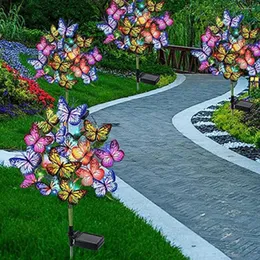 Utomhus trädgårdsdekoration Lätt förtrollande fjärilar Solarlampa belyser med väderbeständig för uteplats
