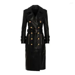 Women's Trench Coats Women Est 2023 Fall Winter Designer Dwuzromizowane przyciski lwów syntetycznych Długie stroje