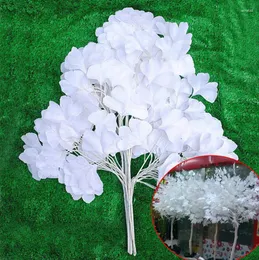 Decorative Flowers Five Branches Ginkgo Biloba Leaf Maidenhair Trees Leaves Artificial Tree Silk Branch Stem Wedding Garden Decoration DIY