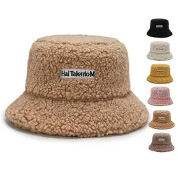 Stingy Brim Hats Fashion Street Embroidered Bucket Hat Thickened Warm Teddy Veet Winter Fisherman For Women Lady Outdoor Drop Delivery Dhvjz