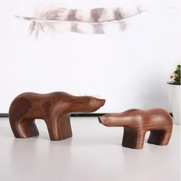 Estatuetas decorativas artesanato de madeira escultura de estátua de urso de animais para ornamentos para o quarto de casa Presentes pessoal