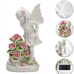 Oggetti decorativi Figurine Garden Angel Decor outdoor Scultura a resina a energia solare per patio Portico Ornamento Realizzazione della casa 230817