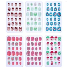 False Nails 144 PCS Nail Decals Design Barnklistermärken Kid Flaky Bow Fake Tip Abs Girls Full Kids