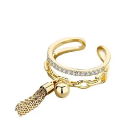 Anelli a cluster regolabile anello geometrico bohémien Apertura della catena d'oro Rhinestone per le donne accessori per gioielli Delivery dhvra