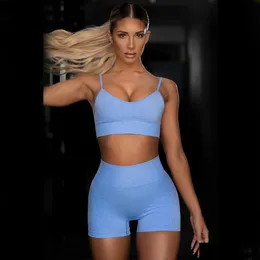 Zweiteiliger Kleid Aselnn sexy Set Frauen Refioktive Spaghetti -Gurt Crop Top und Biker Shorts Anzug für Sommerkleidung für Frauen Training Dro Dhi7t