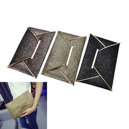 Kvällspåsar Luxury Brand Party Bag Clutches Women Gold Sequins Envelope Purse Clutch Handväskor Shiny Solid Ultrathin 230817