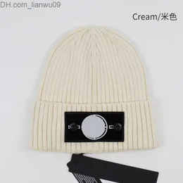 Beanie/Kafatası Kapakları Tasarımcı Taş Siyah Beanie Kış Örgü Beanie Yün Şapka Kadın Tıknaz Örgü Kalın Sıcak Sahte Kürk Pom Beanies Şapkalar Z230819