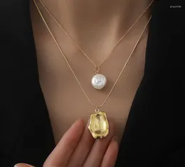 Ketten Einfacher Titan-Stahl Nicht verblasst Retro Doppelschicht Perlen Anhänger Halskette für Frauen Modeschmuck