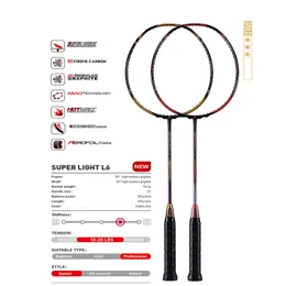 Altri articoli sportivi 6u Badminton Racket Racquet di grafite ad alta offensiva professionale per l'allenamento L5 L6 230816