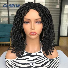 Synthetic Wigs Dreadlock Faux NuLocs Short Hair Afro Curly Synthetic Wig Black Brown Glueless Braids Hair Side Part For Black Women Daily Party HKD230818