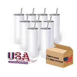 Can USA Warehouse Sublimation Tumblers Mugs Blank20oz White Straight Blanks Heat Press Cup