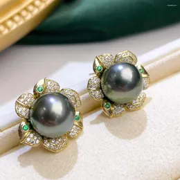 Stud Earrings XX204Pearl Fine Jewelry 925 Sterling Silver 8mm Nature Sea Water Tahiti Pearls For Women Presents