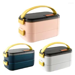 Bowls 51BD Portable Lunch Box 2 Layers Bento Stainless Steel Thermal Lunchbox Container Leak-Proof Compartiment