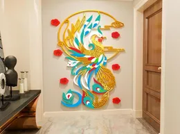 Наклейки на стенах китайский классический DIY Phoenix Акриловая наклейка 3D стерео вход в гостиную вход в ресторан фон 5186058