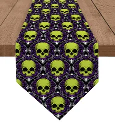 Table Runner Halloween Purple testurite Skull Christmas Christmas Party Dining Placemat Cucina Cucina decorazione 230817