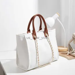 Totes FUNMARDI White Canvas Tote Bag Chain Shoulder Bag Large Capacity Underarm Bag Shopper Women Luxury Design Brand Handbag WLHB2619 HKD230818