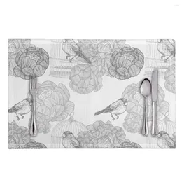 Tavolino semplice cartone animato grigio uccelli carini placemat tappetino da pranzo lavabile ciotola da cucina non slip ciotola personalizzata