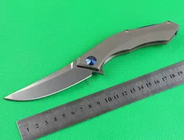 Coltello a lama pieghevole Flipper in acciaio D2 di alta qualità 59-60HRC Lama con finitura trafilata satinata manico in titanio Sistema IKBS