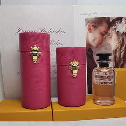 2023 New Fashion Perfume Box Bag Old Flower Cylinder Handbag Women Clutch Handbags Travel Case Brass Buckle Microfiber Lining Genuine Leather Flap vanilla