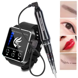 Tattoo Machine Portable Watch Permanent Makeup Eye Brow Lip Rotary Pen MTS PMU System With 10pcs Needles 2308017