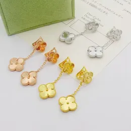 Designer Earrings luxury earrings designer jewelry Set luxury jewelry the mustard family earring for woman womens ear clip gold plated jewelry Four leaves clover VC