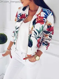 Jackets femininas novas mulheres revestem moda damas retro zíper floral up jaqueta de bombardeiro casual casual outumnwear roupas femininas z230818