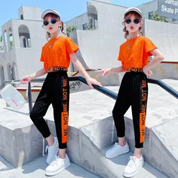 Clothing Sets Girls Casual Suit Summer 2023 Kids Sports Short Sleeve Streetwear Children Highwaist 2 piece Ropa Conjuntos Para 230818