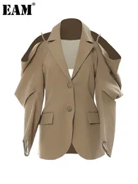 Feminino ternos blazers eam mulheres fora da cadeia de ombros Grande blazer lapela de manga longa jaqueta de ajuste solto moda Spring outono 1de9885 230817