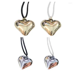 Pendant Necklaces Large Heart-shaped Neckchain Adjustable Velvets Chain Choker Necklace Y2K Neck Jewelry Fashion Accessories F19D