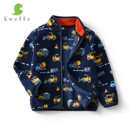 Jackets SVELTE 214 Yrs Boys Fleece Jacket for Fall Winter Coat Printed Pattern Kids Fashion Cardigan Sweater Clothing 230817