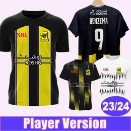 2023 24 Al Ittihad Saudi Kulüp Oyuncu Versiyon Mens Futbol Formaları #9 Benzema Ev Away Away 3rd Futbol Gömlek Kısa Kollu Aldult Üniformaları