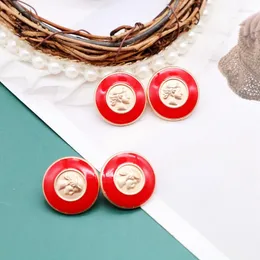 Studörhängen röd emalj Rund legering mode söta abstrakt smycken för kvinnor