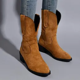 Stövlar pekade tå sömnad cowboy booties 230817