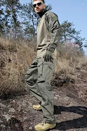 Erkeklerin izleri bahar ve sonbahar açık hava istilacı aşınma dayanıklı çok cepli özel kuvvetler taktik ordu fan dağcılık pantolonları