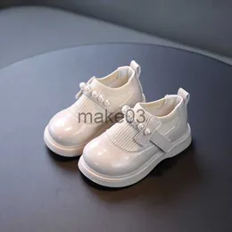 Spor ayakkabılar pu deri ayakkabılar bahar sonbahar sonbahar prenses loafer çocuklar gündelik inci yay bebek moda patent tek daireler 2130 j230818