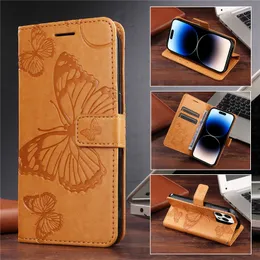 Rope Magnetic Folio Butterfly Phone Case för iPhone 15 14 13 12 Pro Max Samsung Galaxy S22 S23 Ultra A33 5G A53 A73 A23E A23S A04E A24 Dual Card Slots läderplånbok