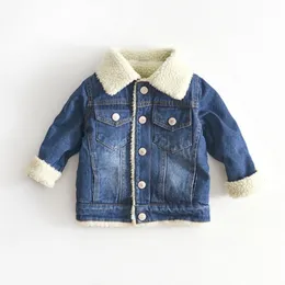 Jackets Jacke für Mädchen Jungen Herumn Winter plus Kaschmir verdicken Jeans Mantel Kinder Kleidung warme Mode Baby Denim Jacken 2-6y 230818