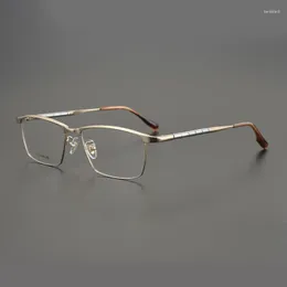 Güneş Gözlüğü Çerçeveleri Ultralight Saf Titanyum İş Miyopya Gözlükleri Retro Square Optik Reçeteli Gözlükler Çerçeve Erkek ve Kadın