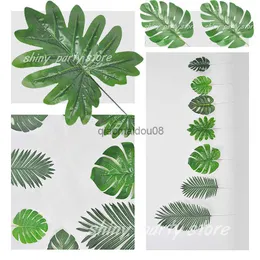 Decorative Flowers Wreaths Simulated Turtle Leaf Flower Arrangement Plant Green Summer Tropical Palm Leaves Hawaiian Luau Jungle Birthday Party Decor HKD230818