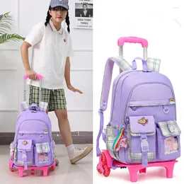 School Bags Fashion Children's Trolley Bag For Teenagers Large Capacity Fresh Wheel Schoolbag Orthopedic Girls Mochila Rodinha