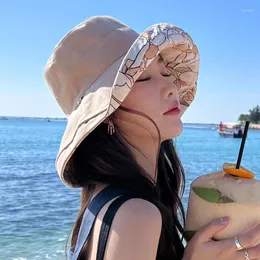 Geniş Memlu Şapkalar Kadınlar Çift Taraflı Baskılı Güneş Şapkı Saf Pamuk Açık Dış Mekan Büyük Kova Havzası Balıkçı Gölgeleme Moda Kapağı