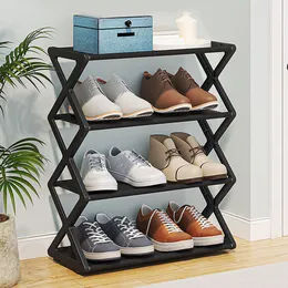 ストレージホルダーラックXshaped Shoe Rack for Home Home Multicanctal Steel Assembly Shoecase Shoecase Student dormitory Dustproof Shelf230817