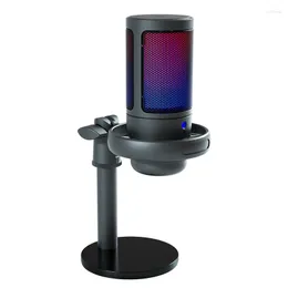 Microfones RGB Professional Condenser Gaming Mic Haptic Mode Modo Live Dedicado Recording Microfone para PC Notebook