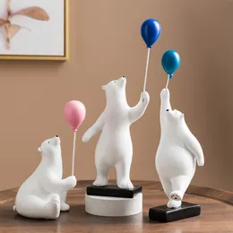 Objetos decorativos Figuras Ins estilo resina Ornamentos de urso de balão polar modernos design de forma simples criativa adorável documento de escritório decoração de garoto de garoto 230817