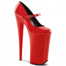 Elbise ayakkabıları laijianjinxia kırmızı parti sığ kadın pompaları 23cm süper yüksek topuklu seksi toka kayış patent deri moda